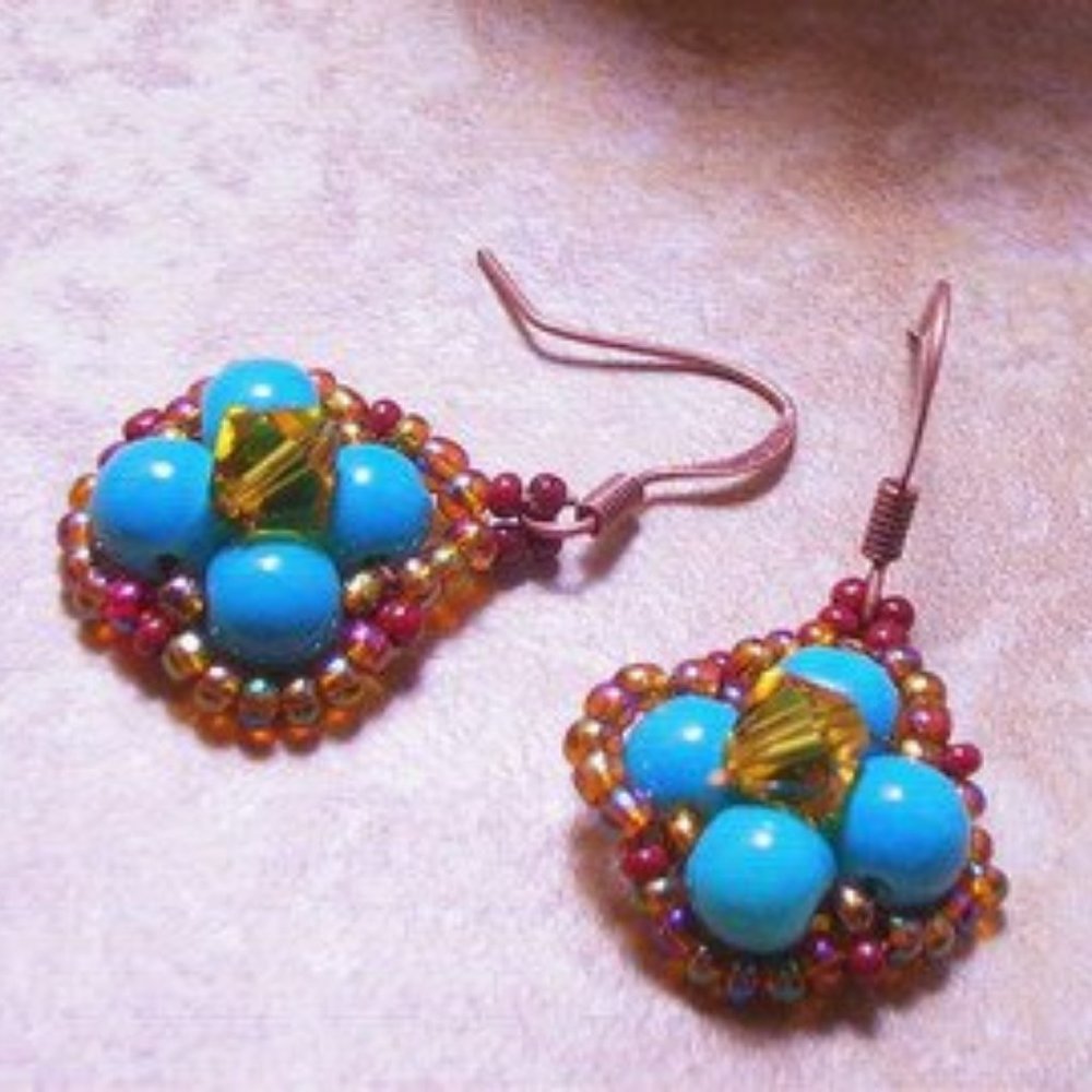 Blue Handmade Beaded Earrings